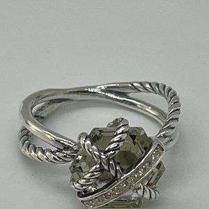 David Yurman Cable Wrap Ring with Prasiolite & Diamonds